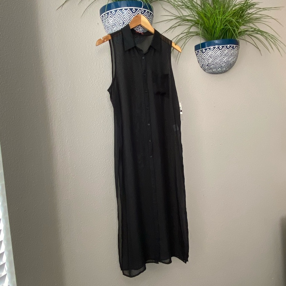 Sheer button down top
